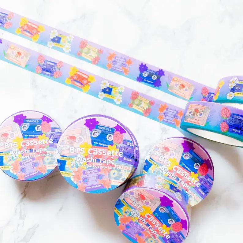Design Your Own Custom Kpop Washi Stationery Kawaii Decoration Tape Waterproof Acrylic Washi Paper Masking Offer Printing CN;GUA