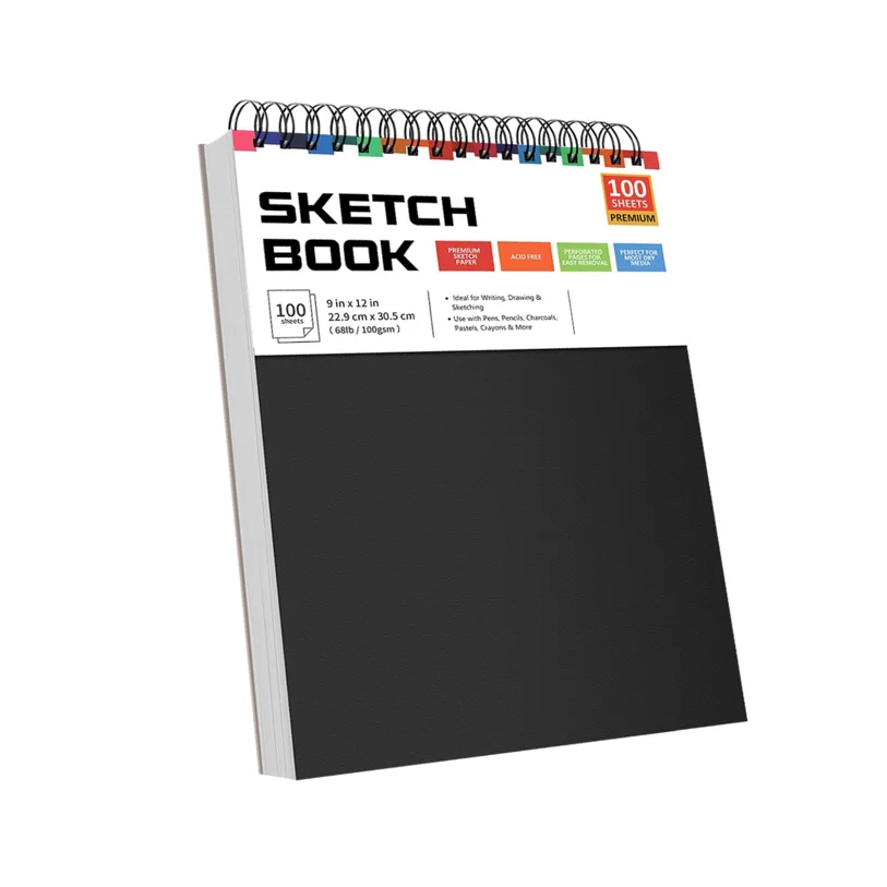 Basic Blank Pad Good Quality 9*12inch Sketching Painting Drawing Notebook Writing Spiral Sketch Book