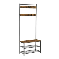 K&B entryway floor wooden coat rack  multifunctional bench coat racks with shoe storage