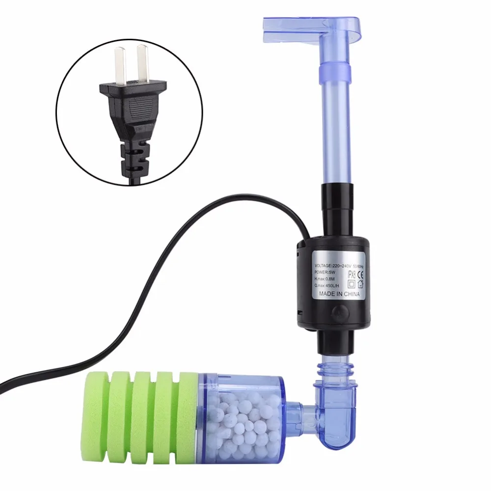 Aquarium Electric Power Sponge Filter,5W Silence Submersible Foam Filter,Sponges Bio Ceramic Media Balls Double Filter