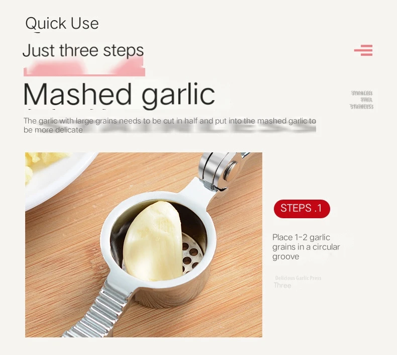 Household garlic press manual ginger garlic press stainless steel