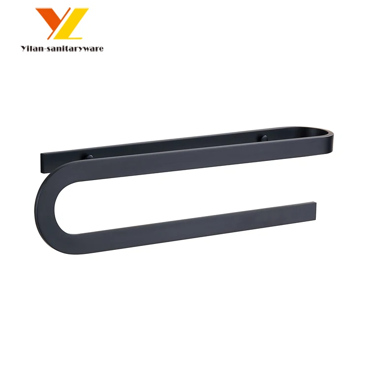 Black Bathroom Accessories Bath Wall Mounted Towel Shelf Stainless Steel Bathroom Towel Rack