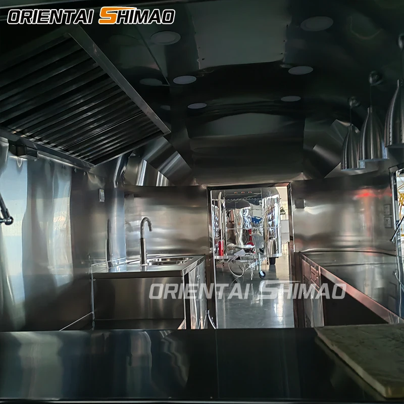 hotdog Airsream cart restaurant fast food kiosk stand trailer food prep equipment empty snack food truck trailer