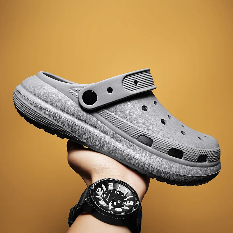 Summer New Trendy Soft Thick-bottom Men Eva Clogs Large Size 45 Non-slip Cushion Pvc Bench Clogs For Men