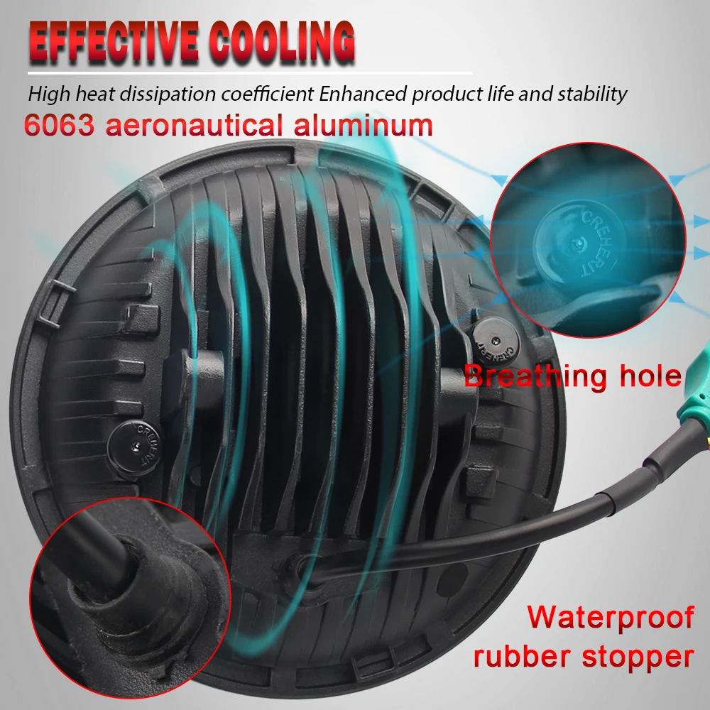 
Dot Approved Daymaker 50W 30W Turn Amber Hi Lo Halo Ring 12v 24v Round DRL H4 Angle Eye 7