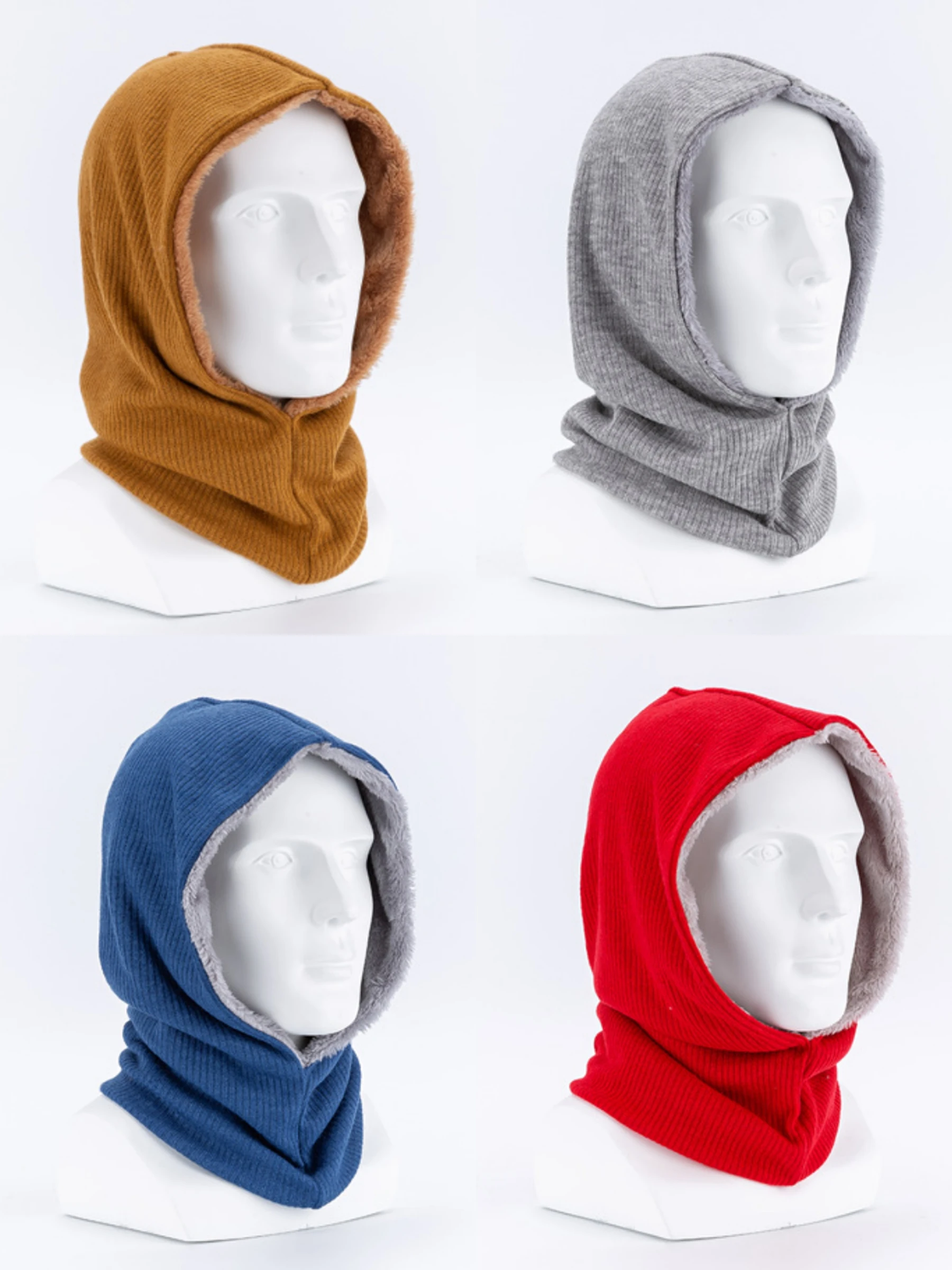 Winter outdoor unisex Acrylic fur polar fleece Hooded crochet brushed collar headwear Acrylic and synthetic wool