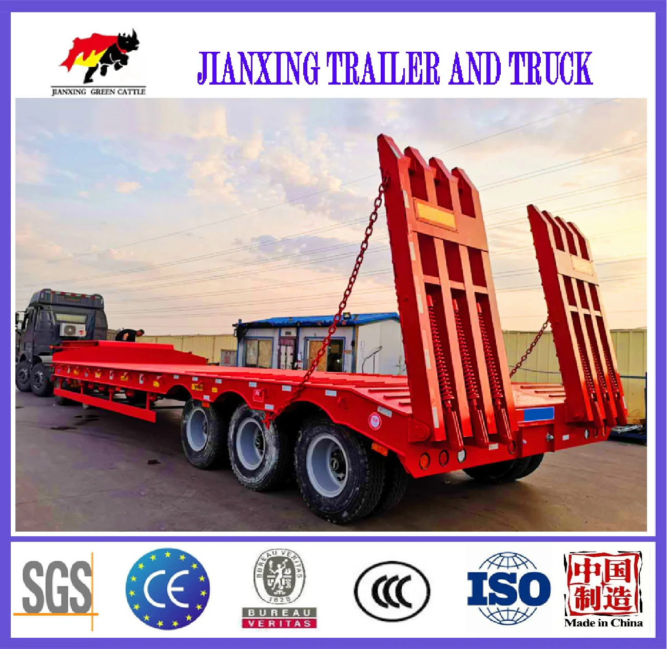 High Quality Steel With Strong Rigidity And Strength Excavator Transporter Gooseneck  Lowboy Semi Trailer At Affordable Price