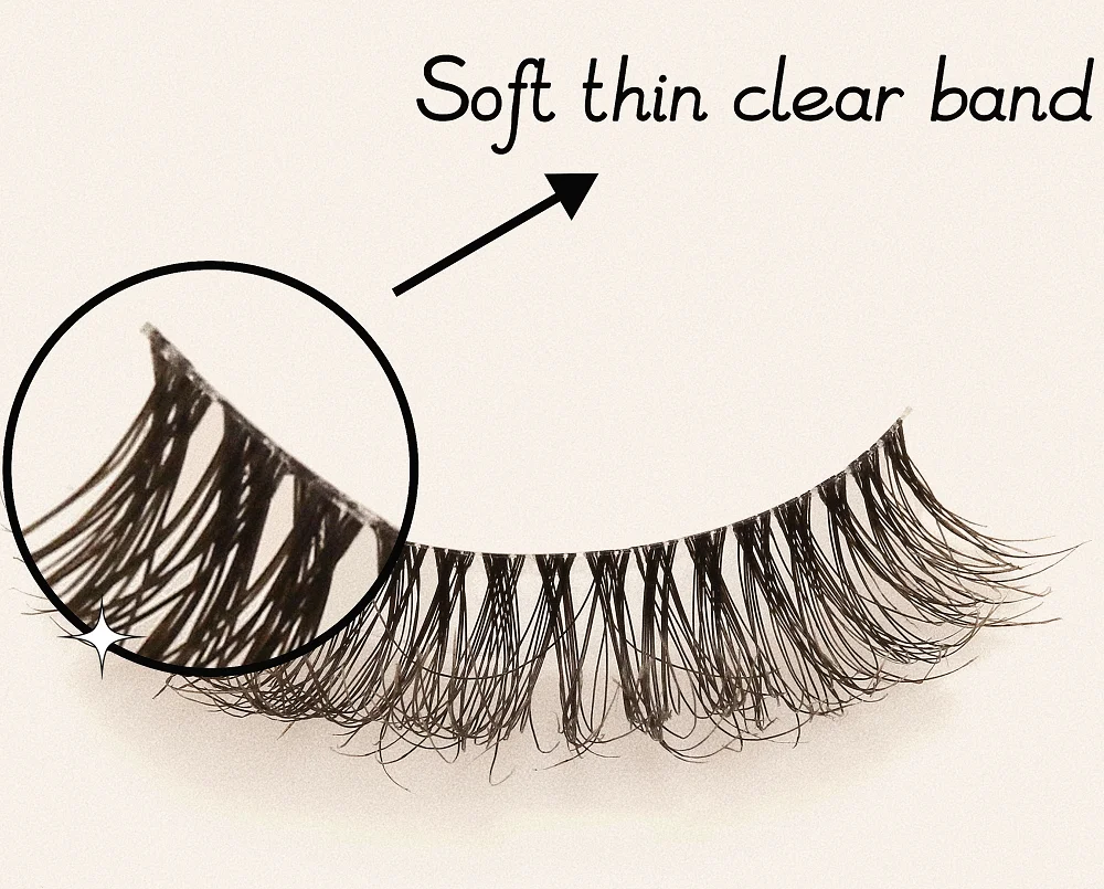 2023 Worldbeauty Top Quality Soft thin clear band private label faux mink lashes  Light Hollow easy Wear  eyelash