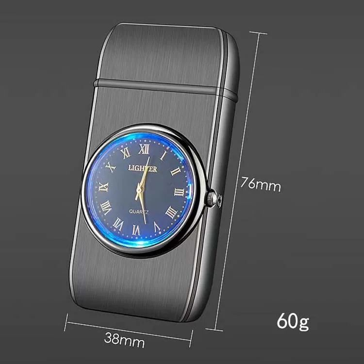 Wholesale Custom Metal Butane Gas Flint Lighter with Clock USB Style Jet for Men Cheap Price Cigarette Watch Lighter Giveaways