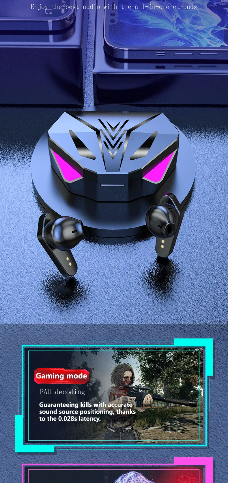 Hot Sale X15 Tws Gaming Earbuds 65ms Low Latency Tws BT Earphone With Mic Game Fone Blue tooth Headphones Wireless Headset