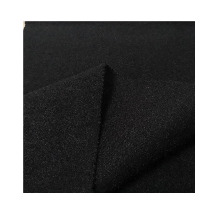Black knitting plain wool blend fabric for winter garment