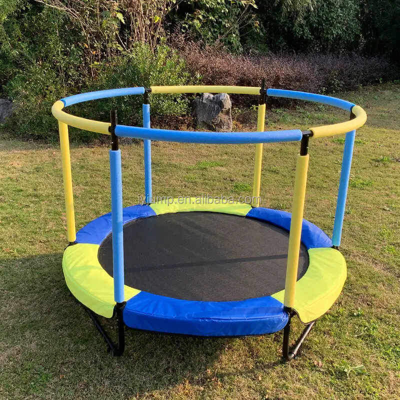 Factory Customized Kids Jumping Trampoline Outdoor Soft Child Trampoline With Safety Enclosure Net And Handle