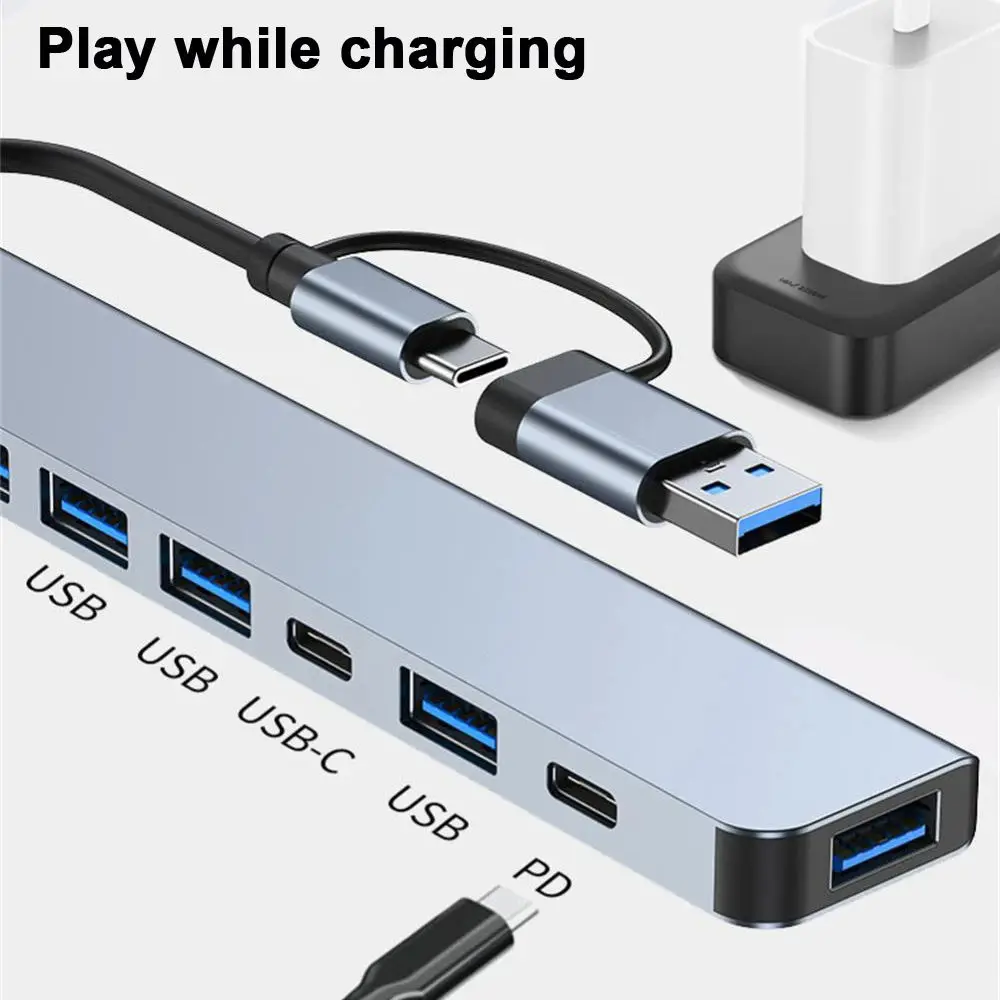 Custom Logo Hight Speed Type C Hub 7 In 1 USB Hubs Multi Function Adapter For Macbook Pro/Windows/Laptops