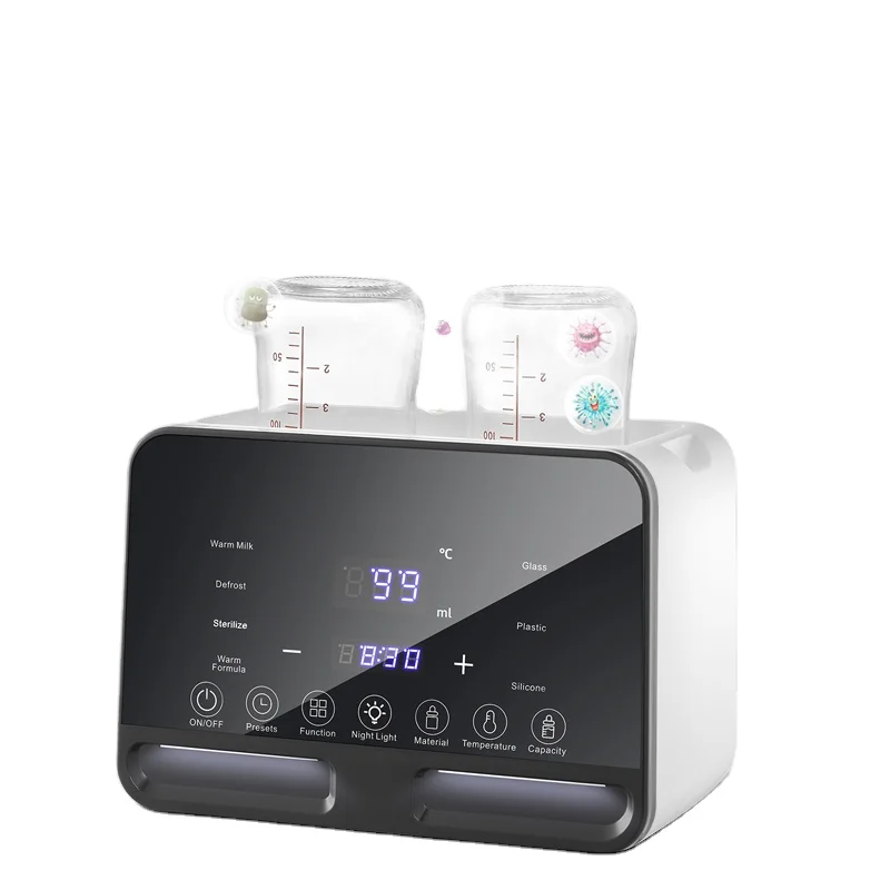 Fast Heating 9 in 1 Smart Temperature Control Baby Milk Formula Heater Sterilizer Double Baby Bottle Warmer
