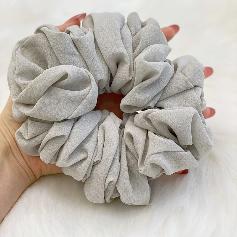 New Women Accessories Chiffon Elastic Hair Bands Volumising Scrunchie Muslim Women Headband Hair Ring Tie Bun Clip Hijab Scarf