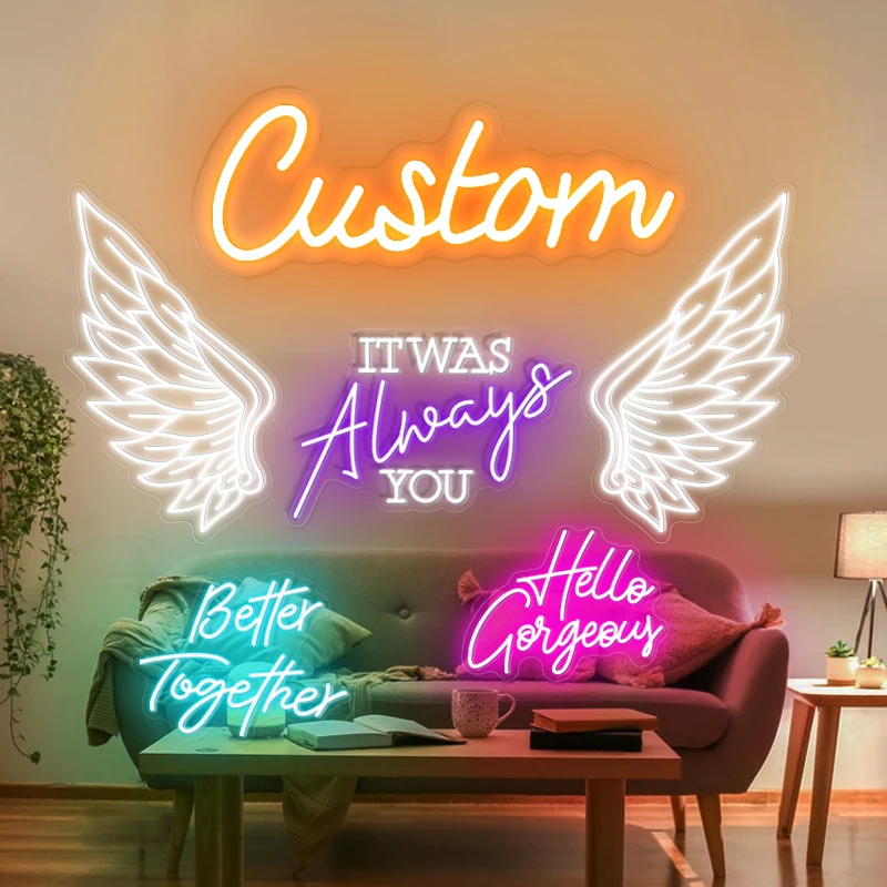 Dropshipping No Moq Waterproof Neon Sign Custom Logo Custom Neon Sign For Wedding Happy Birthday Party Bedroom Shop Decoration