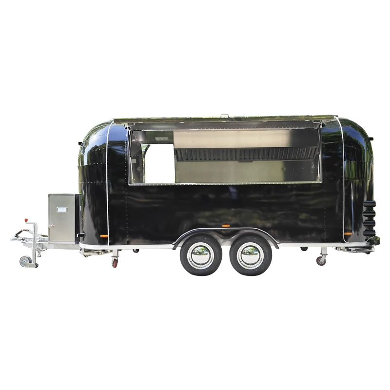SLUNG Stainless Steel Black Customized Mobile Hamburger Ice Cream Hot Dog Coffee Trailer Beverage Truck BBQ Bar