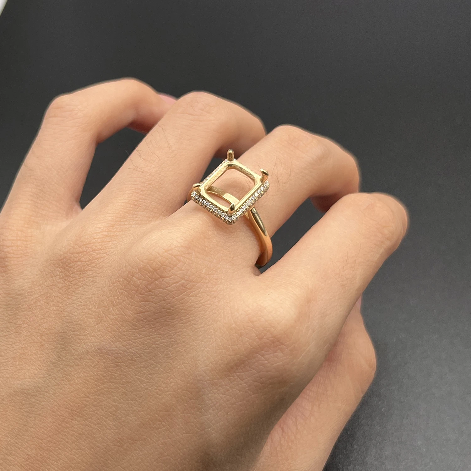 Wholesale 9K/14K/ 18k Solid Gold Semi Mount Ring Setting Without Stones