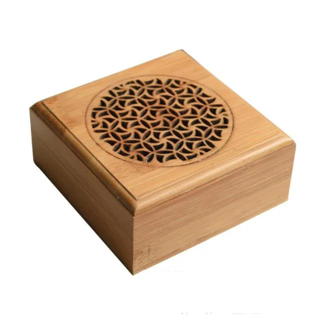 Laser Craved Bamboo square Wooden Incense Packing Box Wood