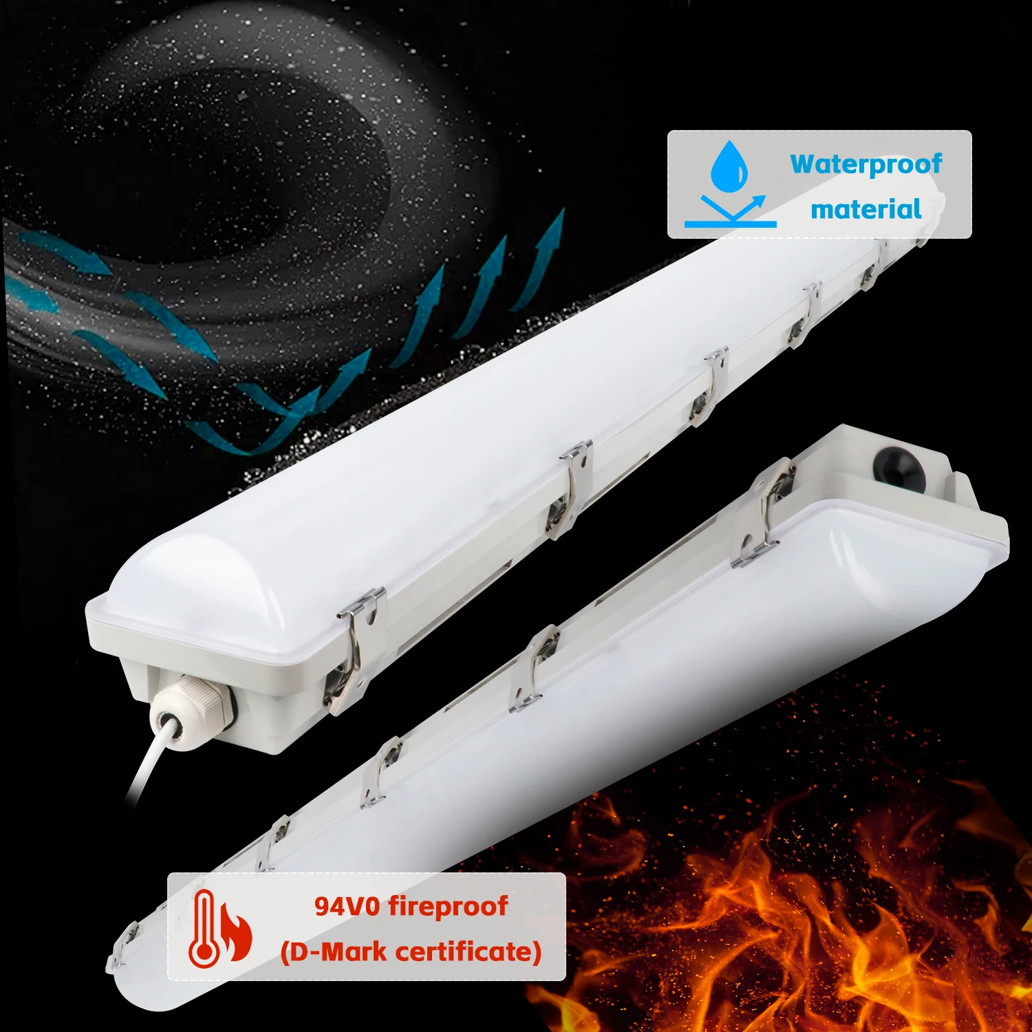 Tri-Proof linear batten lamp LED Light IP65 IP66 Waterproof Motion Sensor 5-Year Warranty Garage Carbarn Warehouse Application