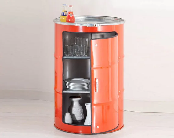 Vintage Style Industrial Home Furniture Decoration Storage Cabinet Metal Barrel Table