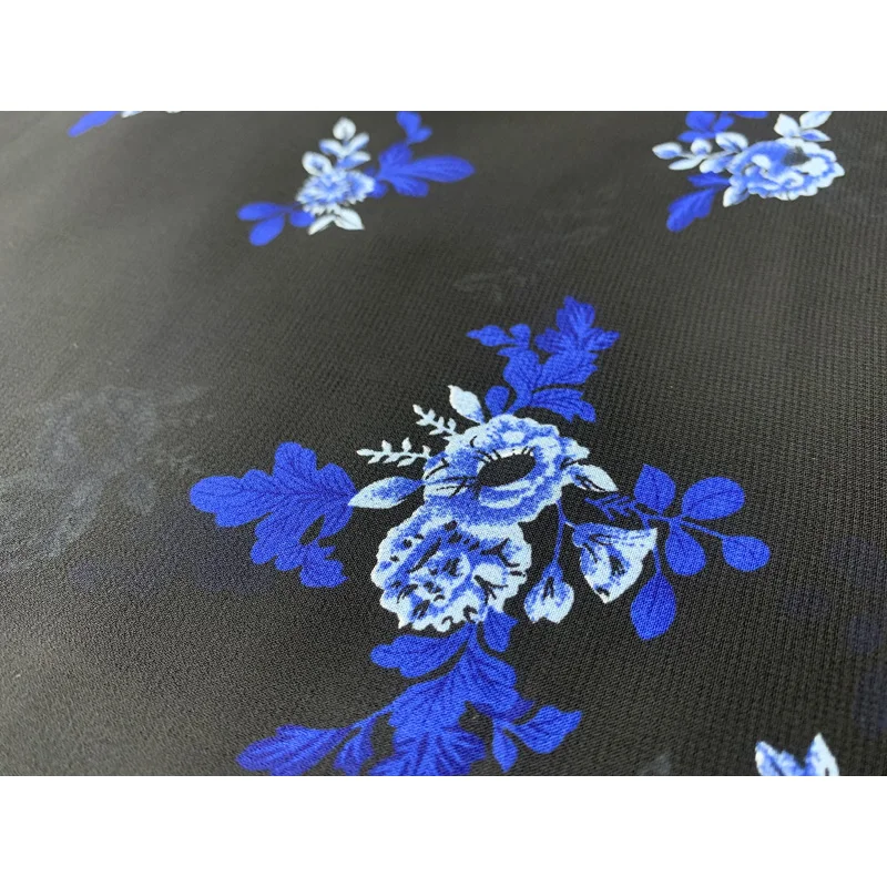 2021 various china factory High standard in quality  100d chiffon blue shiny suit fabric