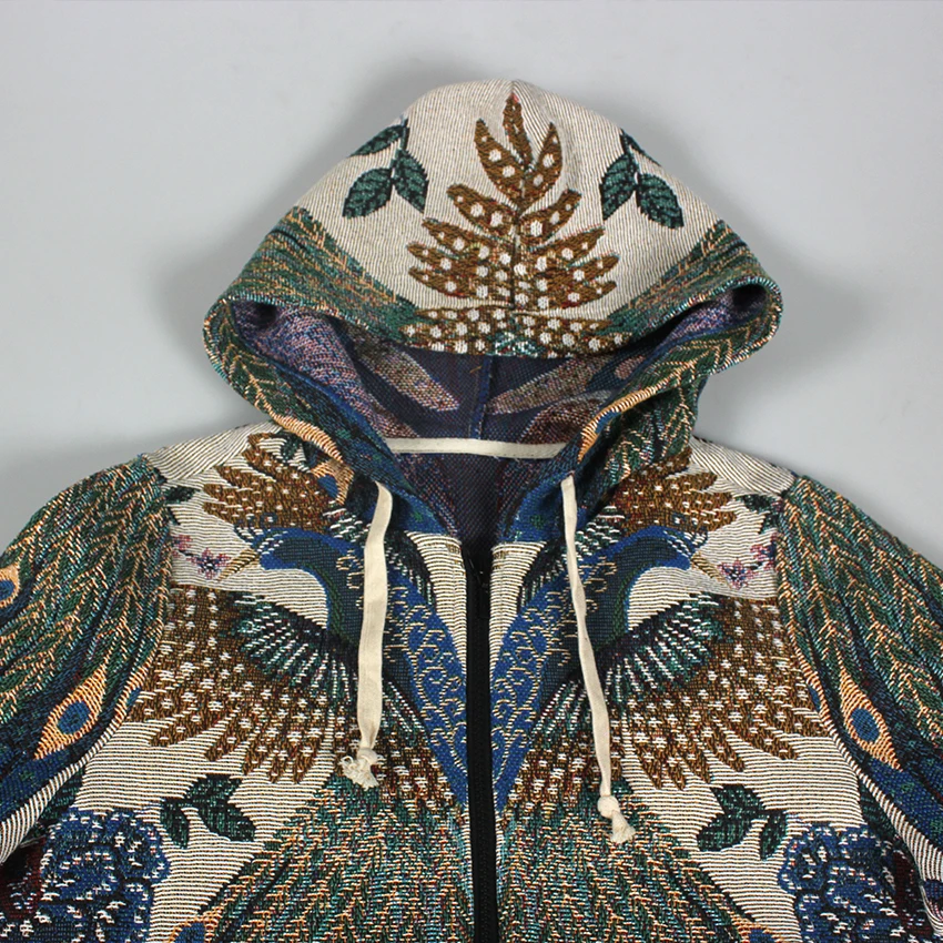 Most Popular In 2024 Eco-friendly Tapestry Jacquard Woven Hoodie Jacket With High Quality Custom