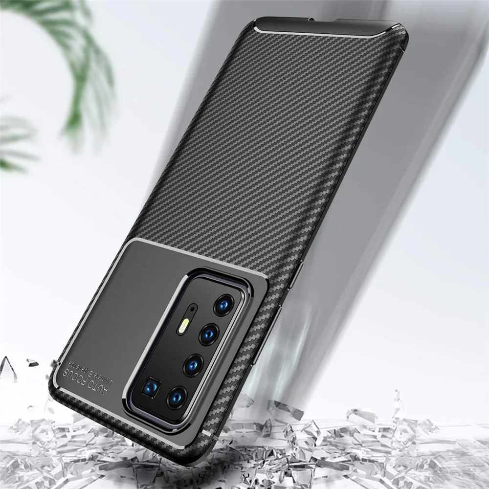 Laudetc Carbon Fiber Brushed TPU Silicone Soft Case for huawei p40 p40 lite p30 p30 pro mate 30 for huawei model