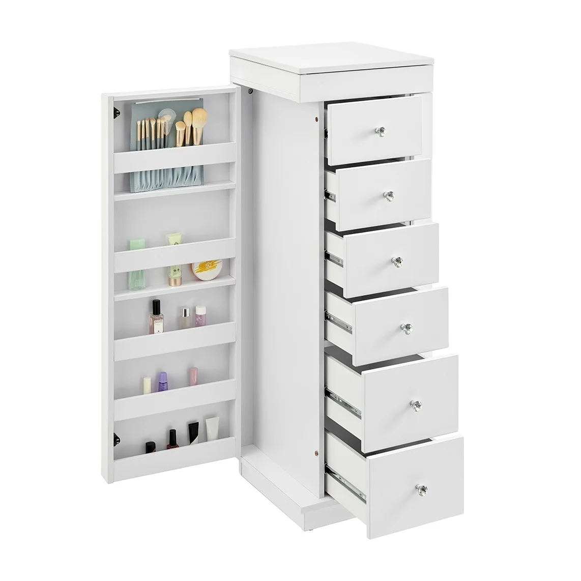 Modern Fashion Elegant Slim Design Save Space Multifunctional Cabinet 6 Chest Of Drawers Tall White