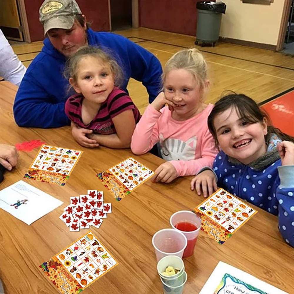 Fall Bingo Game for Kids - Thanksgiving Party Activities for 24 Players, Family and Classrooms