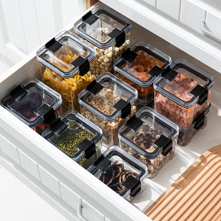 Hot New Products Transparent Plastic Kitchen Stackable Airtight Food Storage Containers 5 Pcs Set with Lid