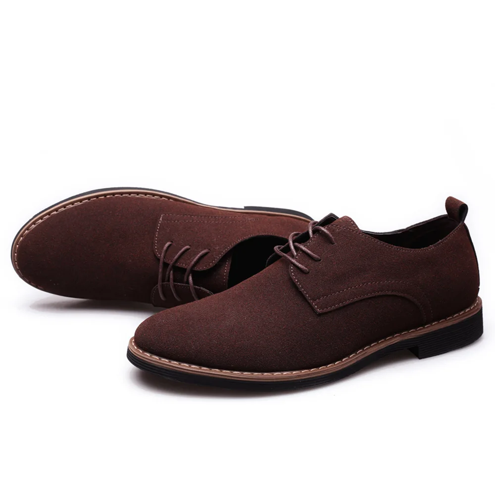 Mens British Style Business Casual Shoes in Plus Size PU Leather With Frosted Anti-Slip Lace-Up Closure Autumn Loafers