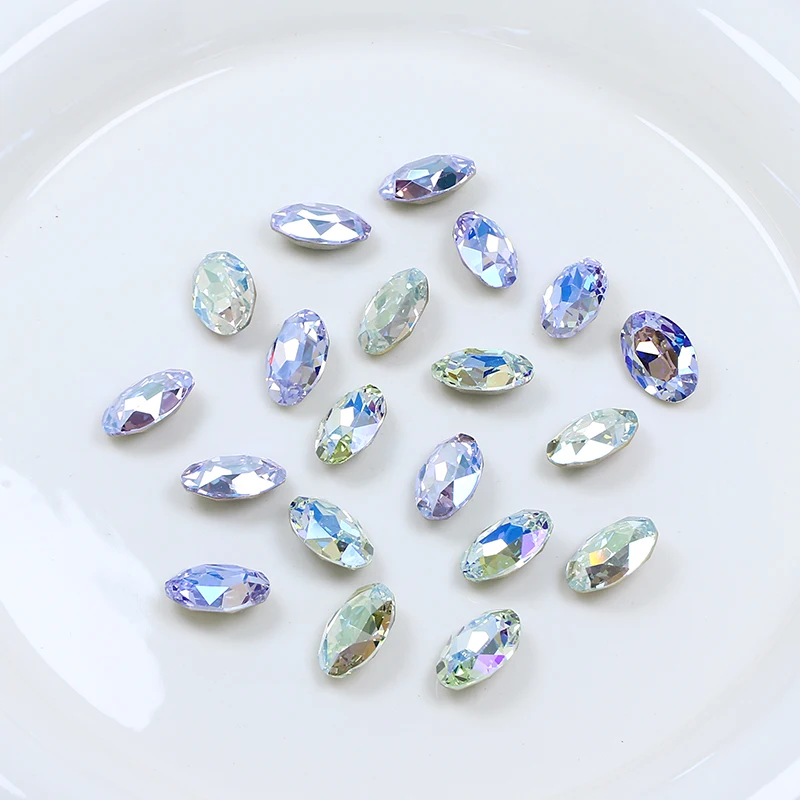 Crystal rhinestones point back k9 crystal 12*8mm Oval fancy stone wholesale loose crystal stone for jewelry garment accessories