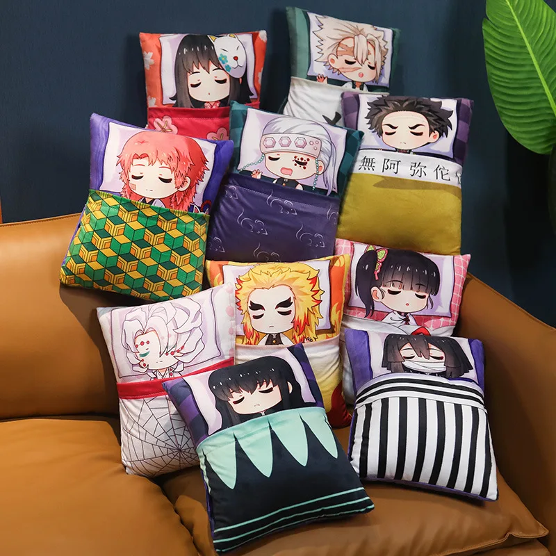 Unisex 36*27CM Anime Open Quilt Demon Slayer Pillow Stuffed Cartoon Characters Cushion Cute Style PP Cotton Filling Kids Seat