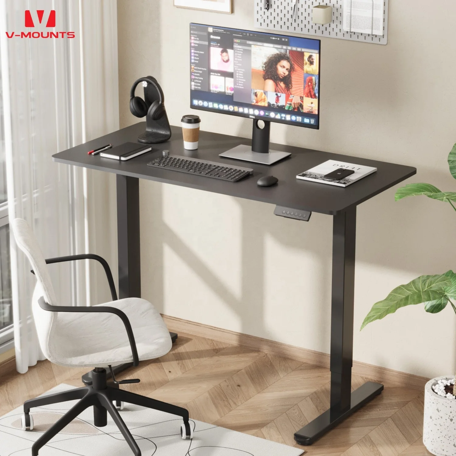 V-mounts Simple design office executive desk adjustable height electric table with dual motors JSD2-02-1P