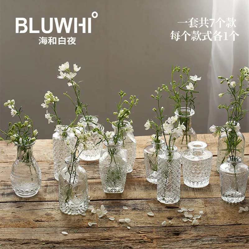 Factory Price European Clear Bud Vases Hydroponic Plant Bottle Mini Crystal Glass Vase For Wedding Decorations Home Dsktop Decor