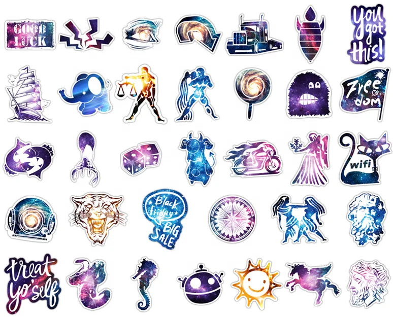 
100PCS Customized Space Planet Sticker For Laptop Cartoon Skateboard Stickers Sets Cute Print Popular 