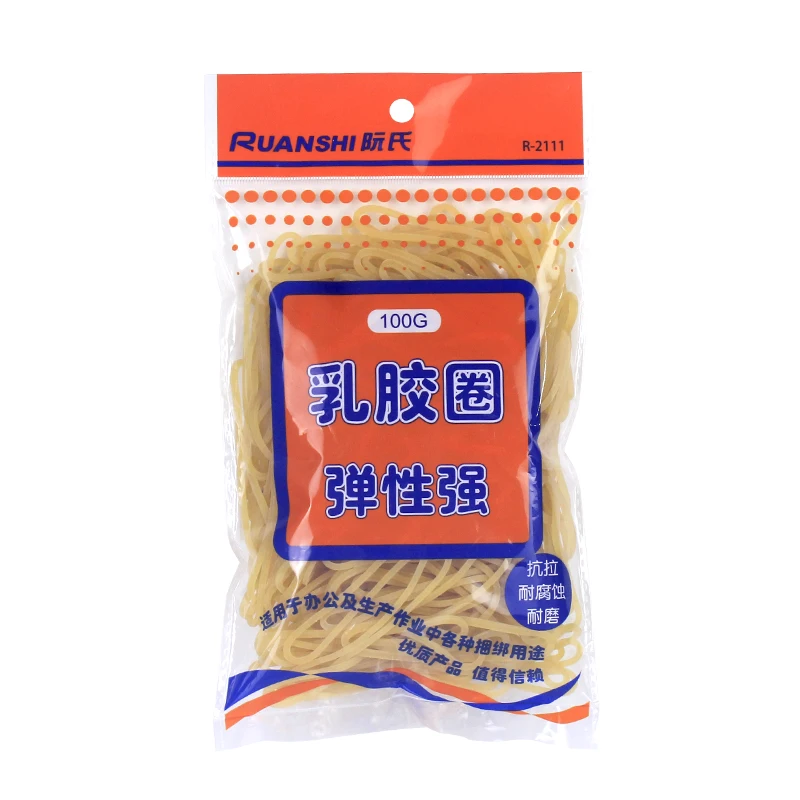 Ruanshi 100g High Elastic Latex Ring R-2111 Office & School Tensile Wear-Resistant Rubber Band Beef Rubber Band