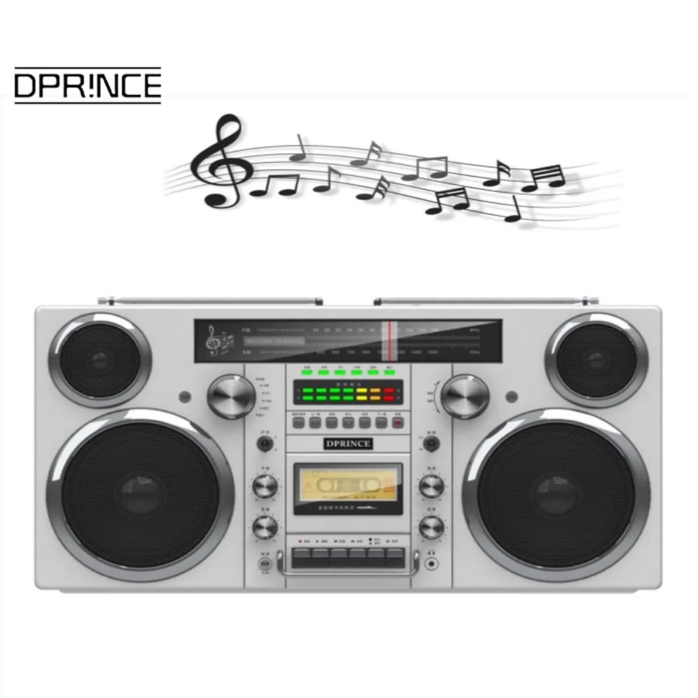 High Quality Authentic 80s Feel CD Boombox With BT USB Cassette Built-in Battery Radio Speaker Boombox