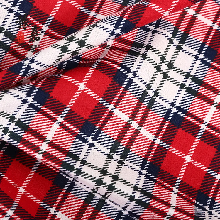 Wholesale cotton check flannel printed design fabric for sale christmas