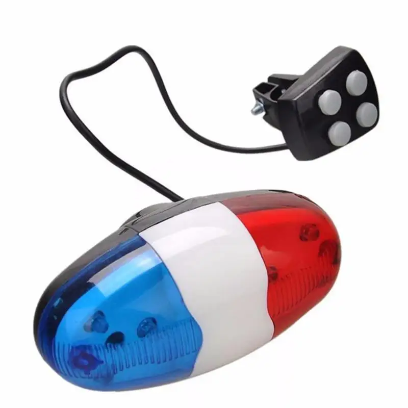 Bicycle Bell 6 LED 4 Tone Bicycle Horn Bike Call LED Motorcycle Police Light Electronic loud Siren Accessories Bike Light Set