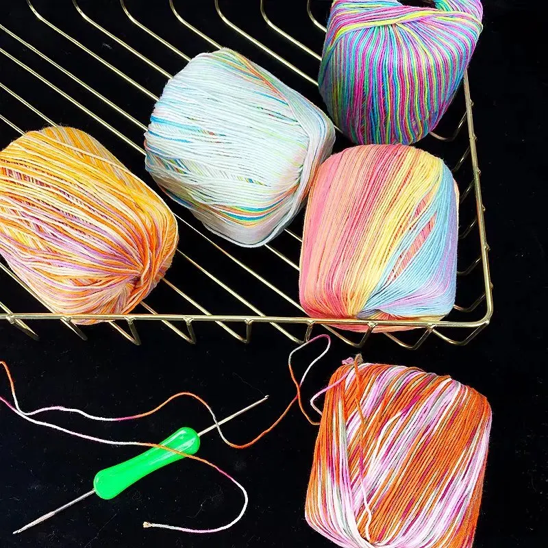 Popular selling in Europe market 100 crochet cotton yarn environmentally friendly dyed for baby