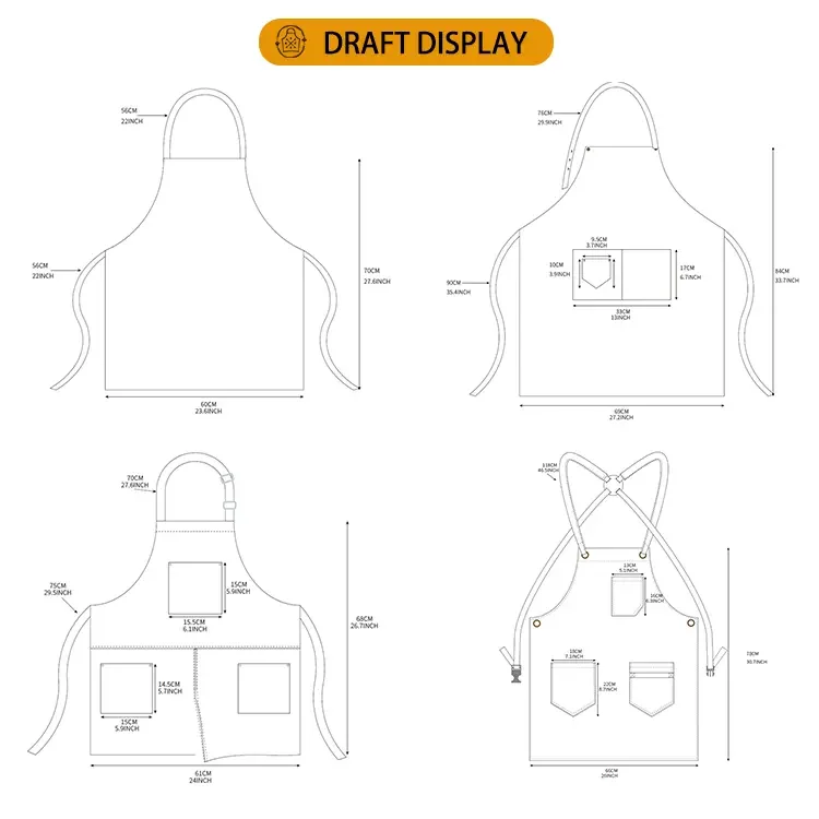 Custom Print Kitchen Cook Apron For Chef Sublimation Waterproof Cotton Polyester Apron Logo Set