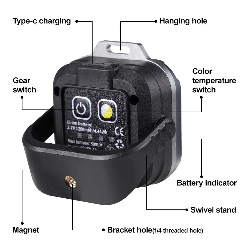 Rechargeable Mini Work Light LED Magnetic Mechanic Light Portable Worklight for Car Repairing