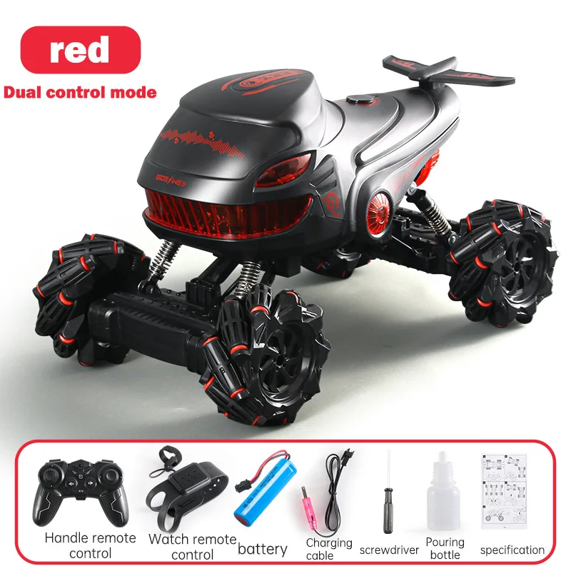 Four-wheel drive rollover toy for kids Gesture sensing dual spray remote control car Double-sided stunt drift off-road
