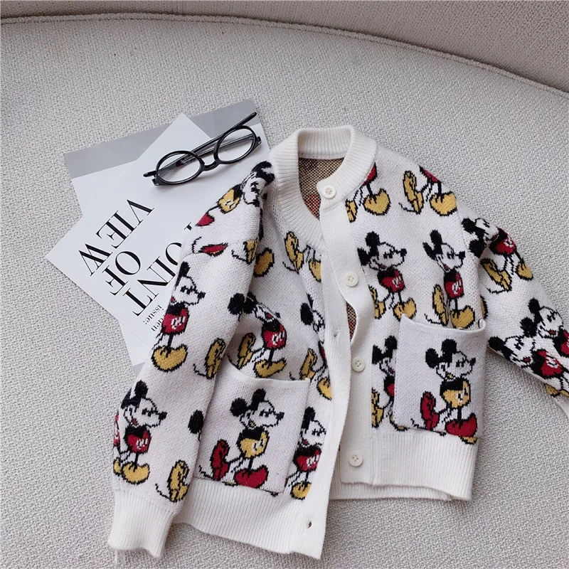 
2020 girls sweater cartoon full of printed cartoon single-breasted cardigan 