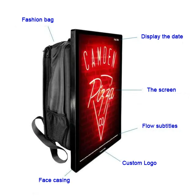 21.5 Inch Backpack Type Mobile Digital LCD Billboard Outdoor Advertising Video Player Android Capacitive Touch Human Walking SDK