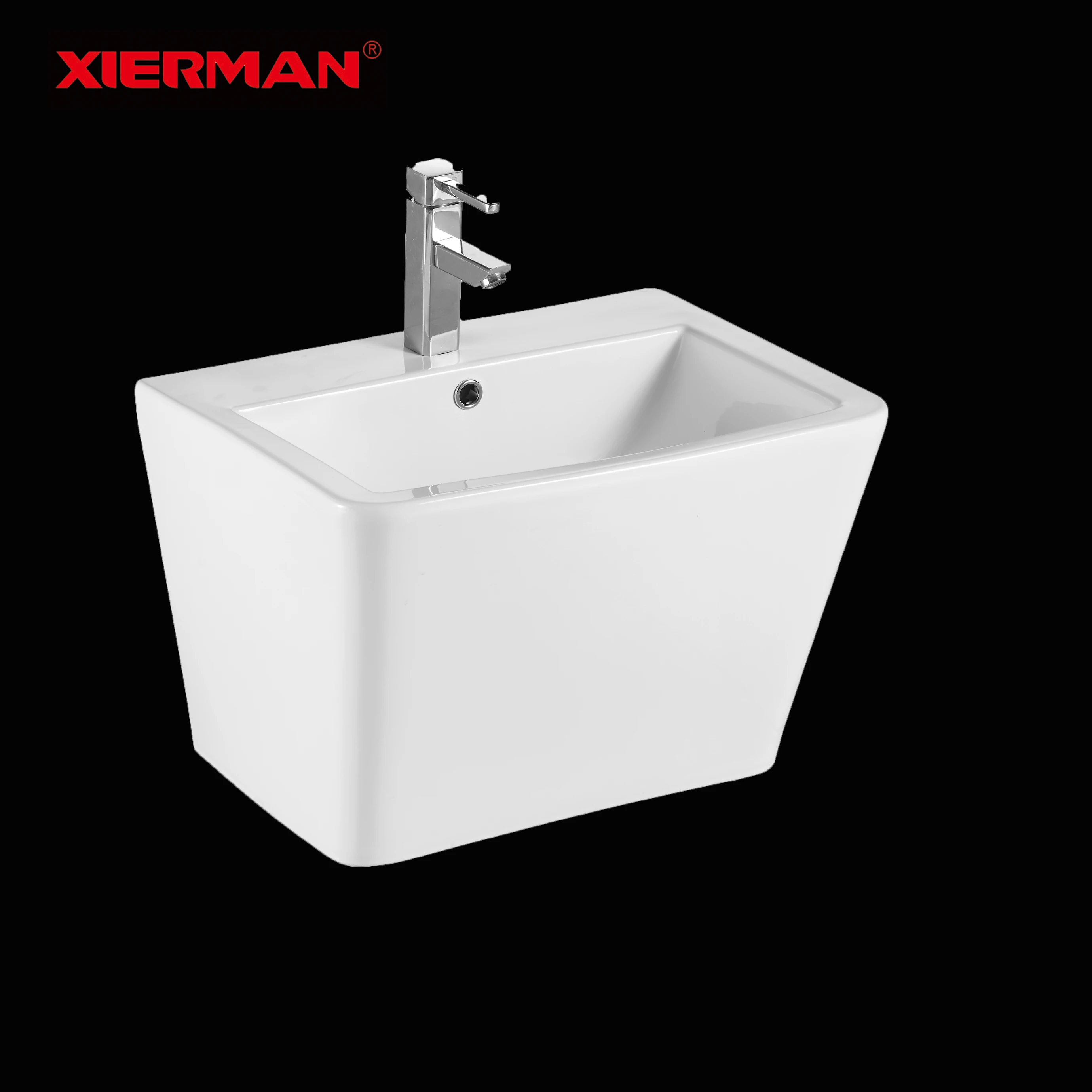 2023 Factory Hot Sales Ceramic Hand Wall hung Wash Basin Square Basin For Bathroom
