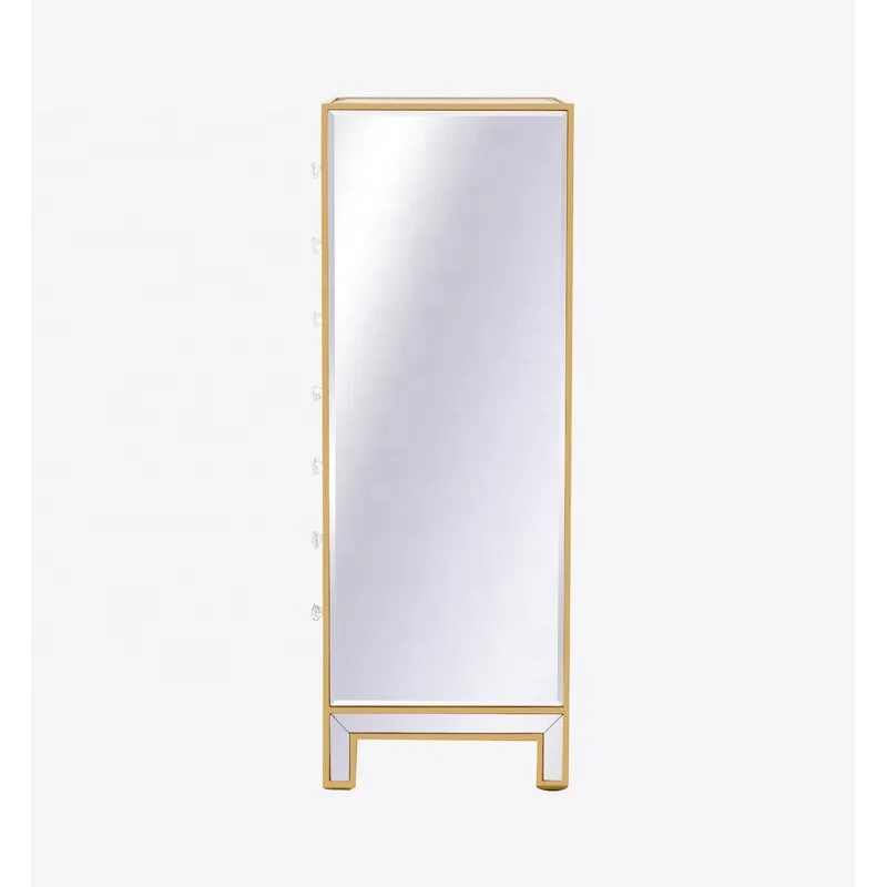 OEM manufacture 7 Drawer 18' W wooden Chest Storage dresser  Gold Mirrored  Furniture bedroom nightstand