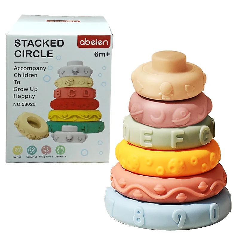 Soft Rubber Squeeze Cube Teether Toy Baby Teething Bite Play Stacking 3d Embossed Number Building Blocks